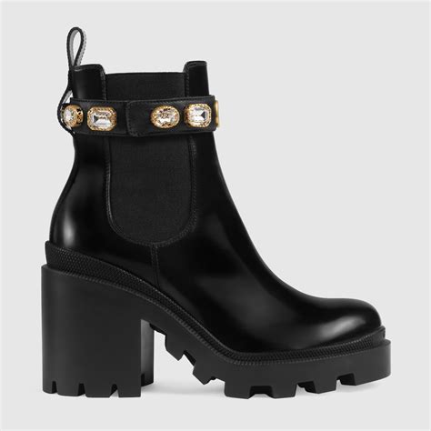 leather ankle boot with belt gucci precio|Gucci interlocking g leather boot.